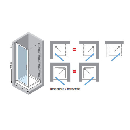 Novellini Lunes 700mm Pivot Shower Door with Silver Frame